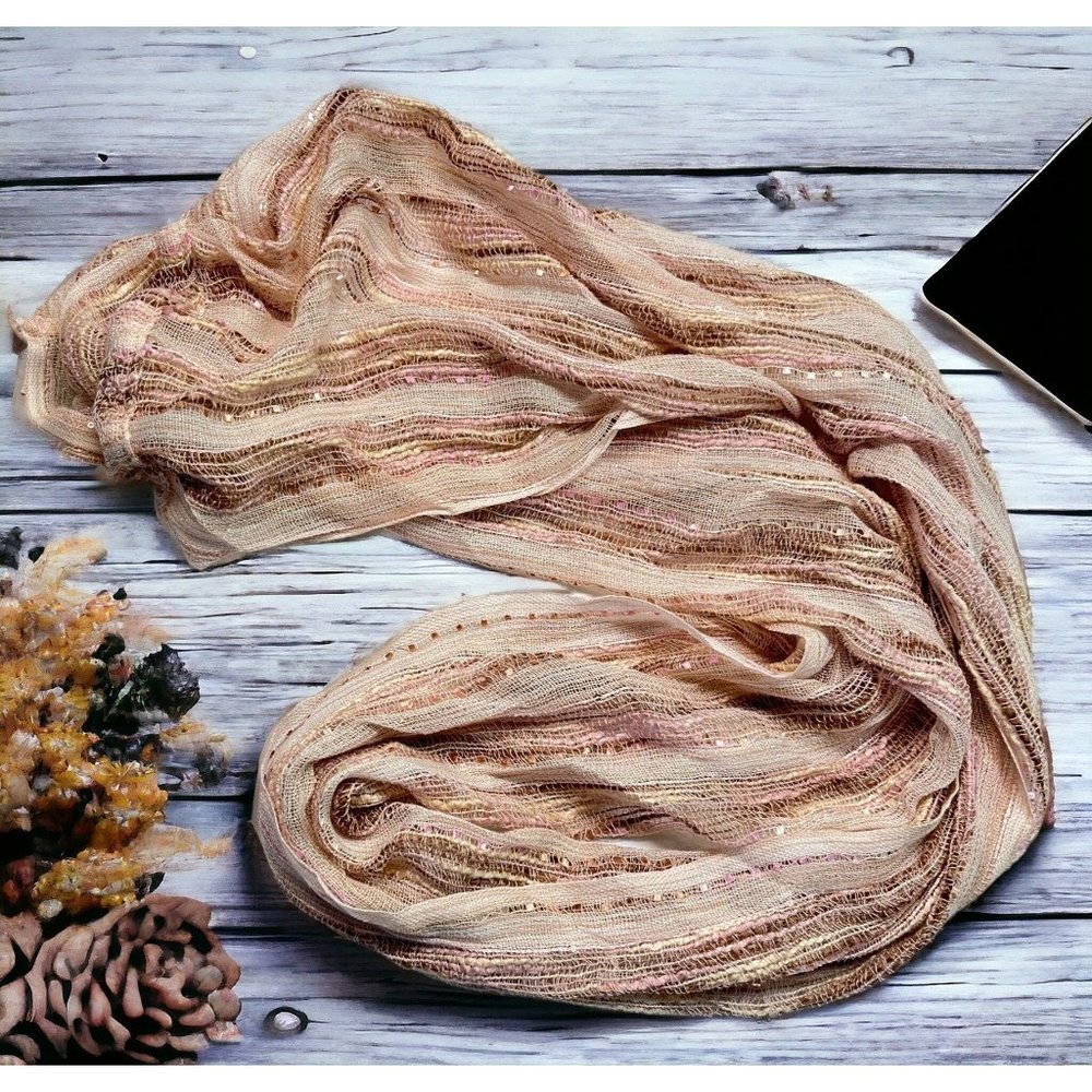 Charming Charlie Womens Infinity Scarf Pink Shimmer Acrylic
